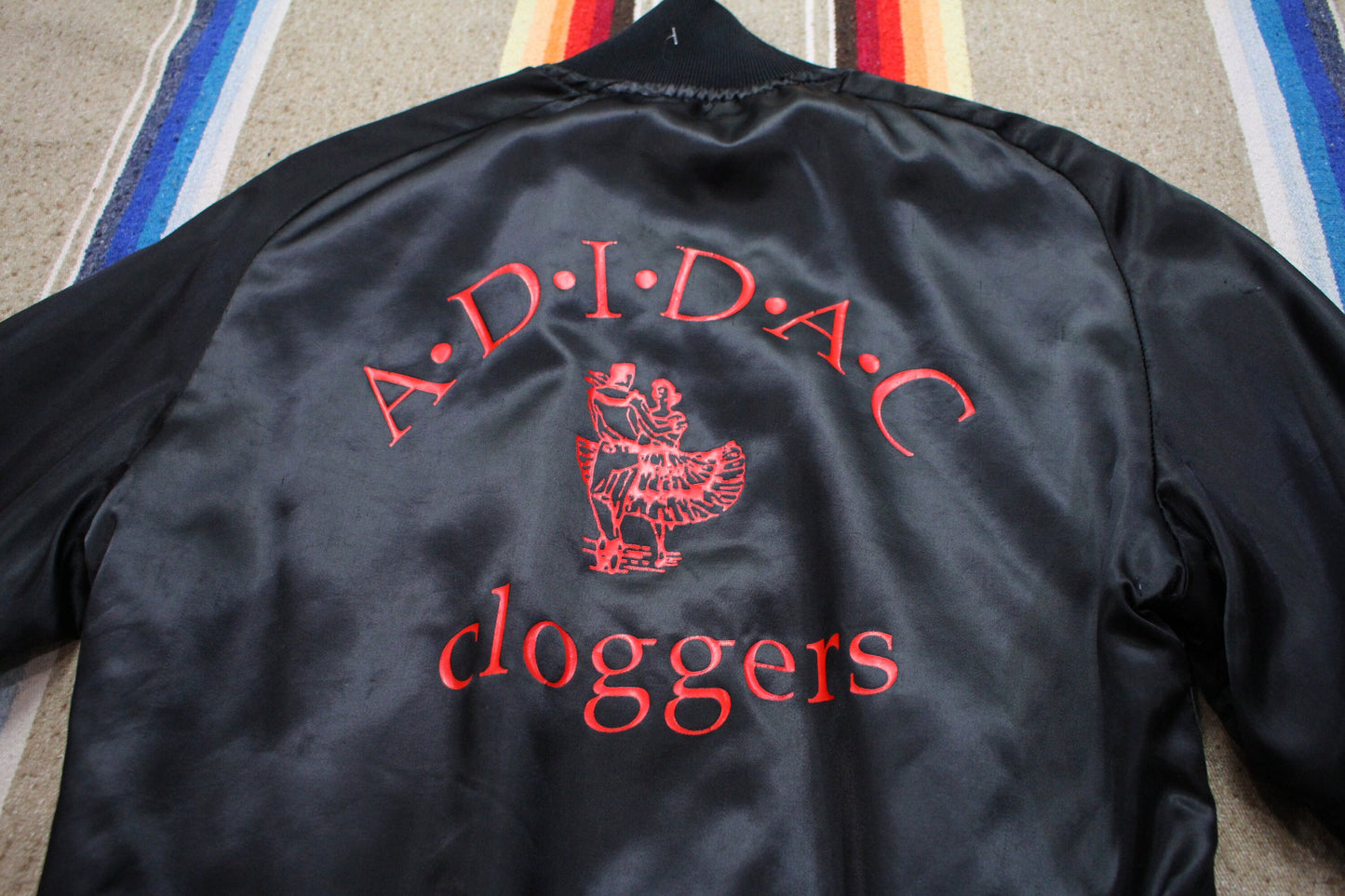1980s West Wind ADIDAC Cloggers Satin Bomber Jacket Made in USA Women's Size L/XL