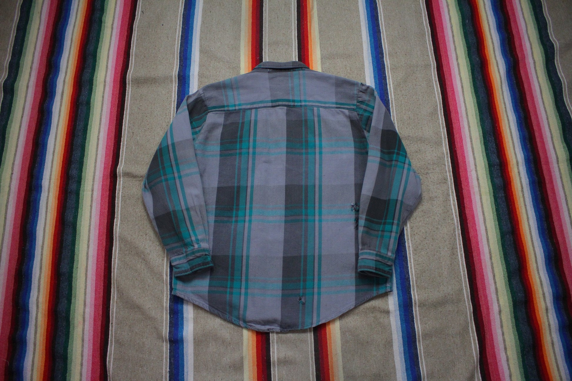 1990s/2000s Timber Trail Grey Green Flannel Button Up Shirt Size L