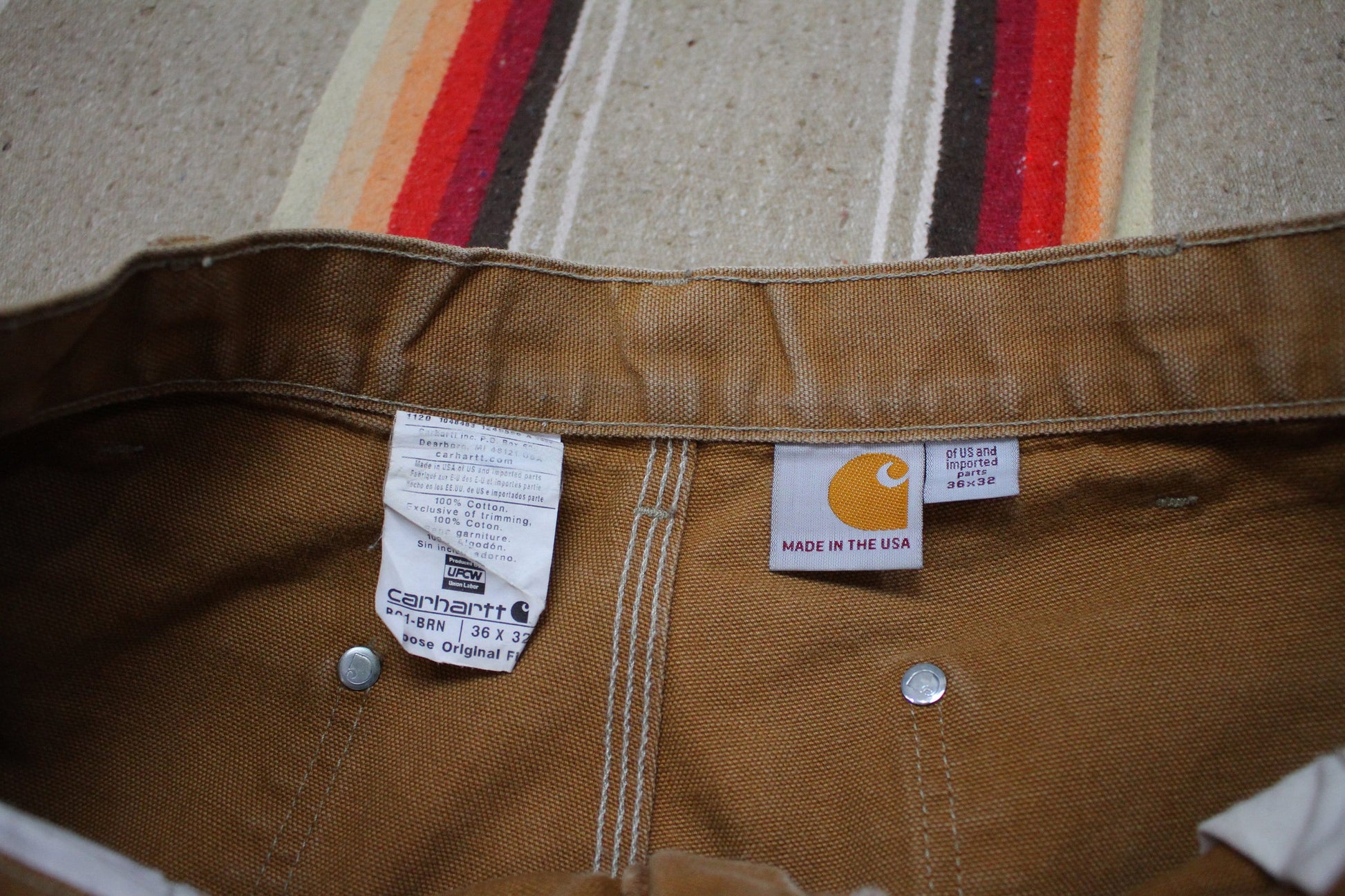 2020s Distressed Carhartt B01 BRN Double Knee Painter Work Pants Made in USA Size 32x30