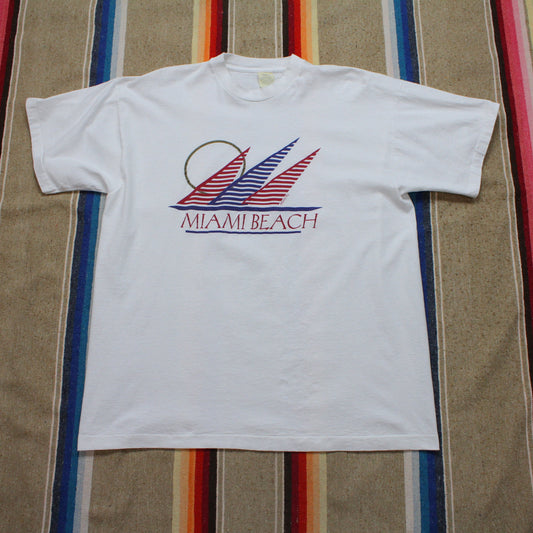 1990s Screen Stars Miami Beach Souvenir T-Shirt Size L