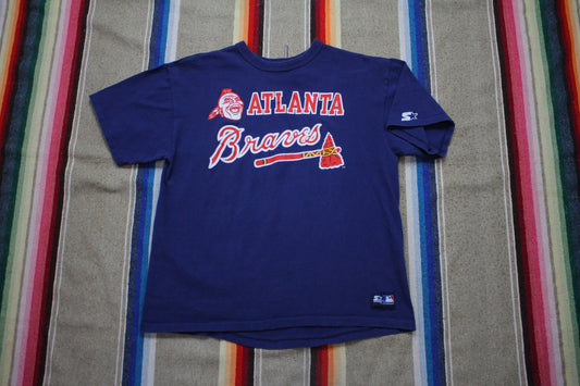 1980s Starter Atlanta Braves Chief Noc-A-Homa Mascot MLB Baseball T-Shirt Made in USA Size M