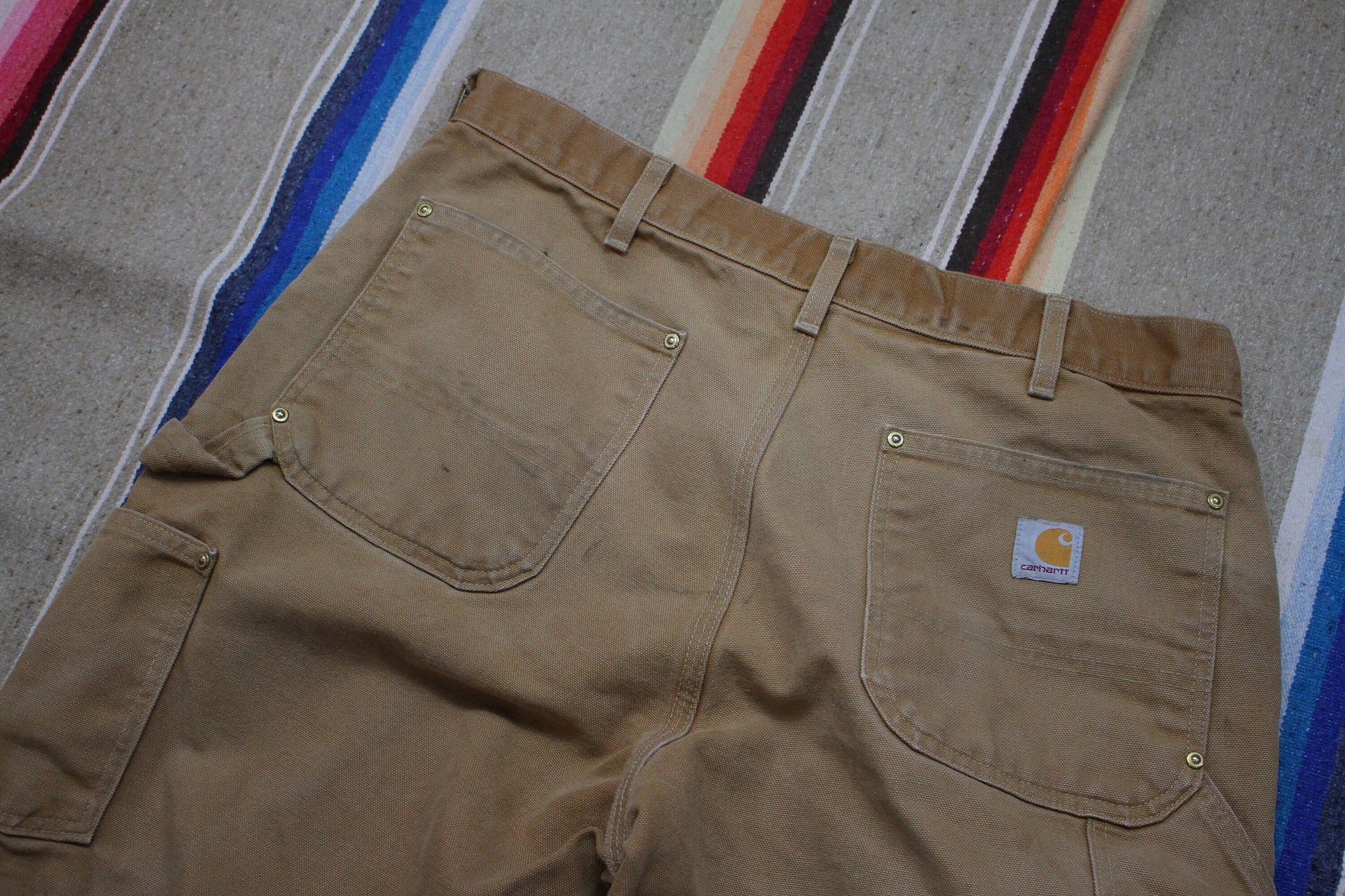2020s Distressed Carhartt B01 BRN Double Knee Painter Work Pants Made in USA Size 32x30