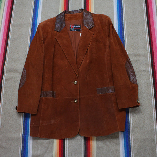 1980s/1990s Rumors & Gossyp Suede Blazer Jacket with Snakeskin Detail Made in Canada Womens XL Mens L