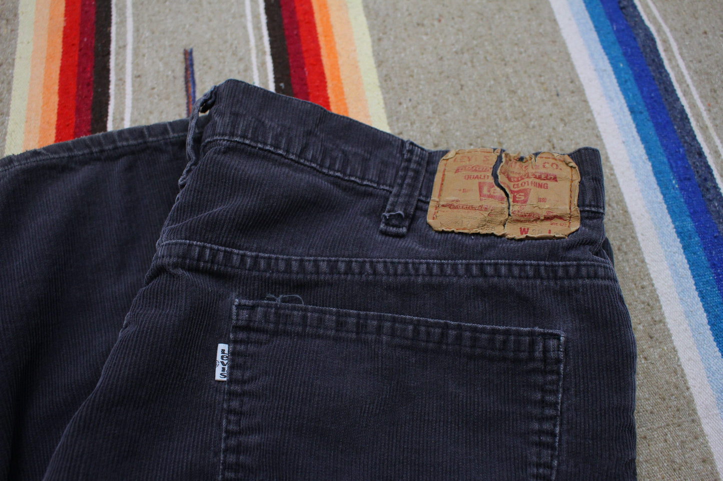 1980s Levi's 517 Charcoal Grey Corduroy Pants Made in USA Size 36x28