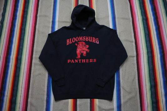 2000s Lee Heavyweight Bloomsburg Panthers Black Hoodie Sweatshirt Size L