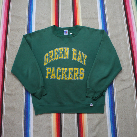 1990s 1993 Russell Athletic Green Bay Packers NFL Football Sweatshirt Made in USA Size M/L