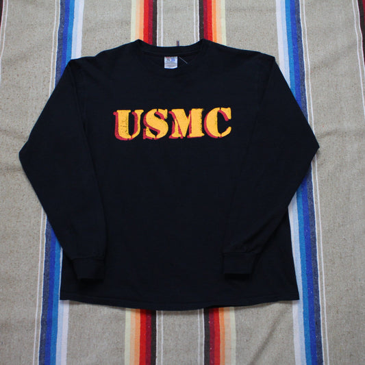 1990s/2000s RWB USMC Stencil Long Sleeve T-Shirt Made in USA Size M