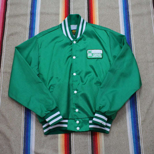1980s Swingster GR8 Seeds Satin Bomber Jacket Made in USA Size M