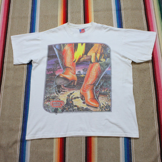 1990s 1995 Nocona Boots Western Cowboy Taruntula Spiders Promotional T-Shirt Made in USA Size XL