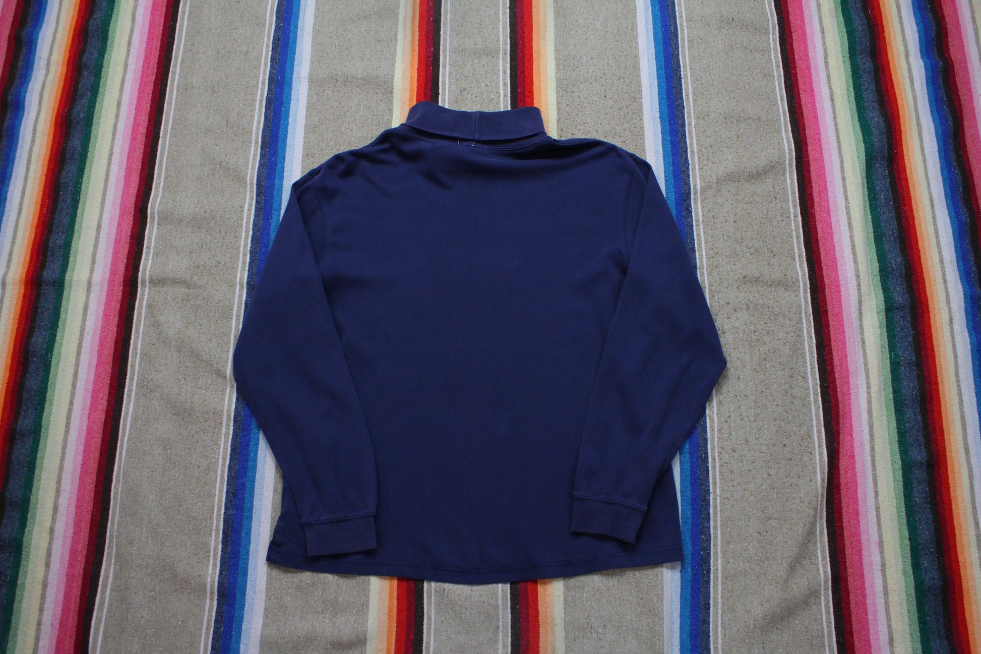 1990s/2000s St Johns Bay Blank Blue Turtleneck T-Shirt Size M