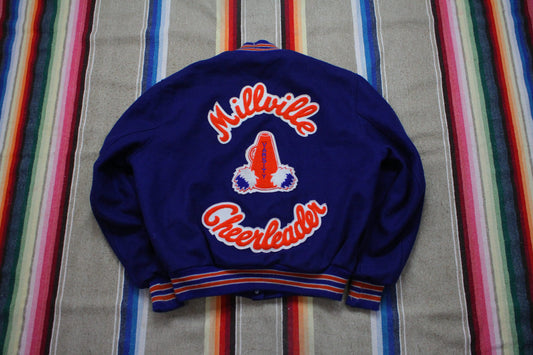 1980s/1990s DeLong Wool Varsity Jacket Millville High School Cheerleading "Laura" Made in USA Size M/L