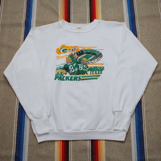 1980s Logo 7 Green Bay Packers Lambeau Field Raglan Sweatshirt Made in USA Size M/L