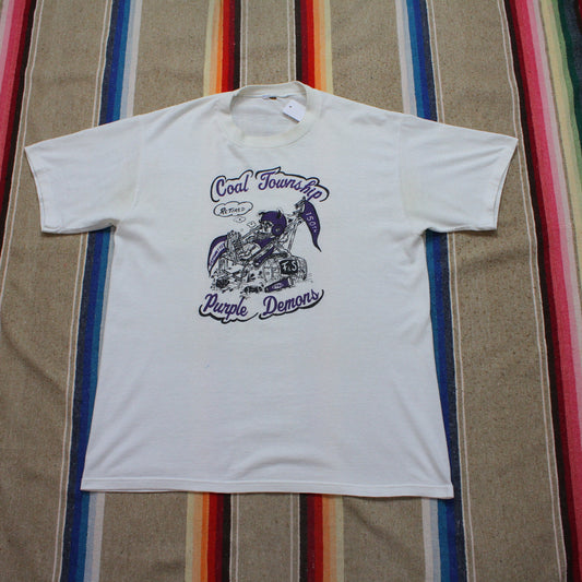 1990s Coal Township Purple Demons High School Football T-Shirt Size L