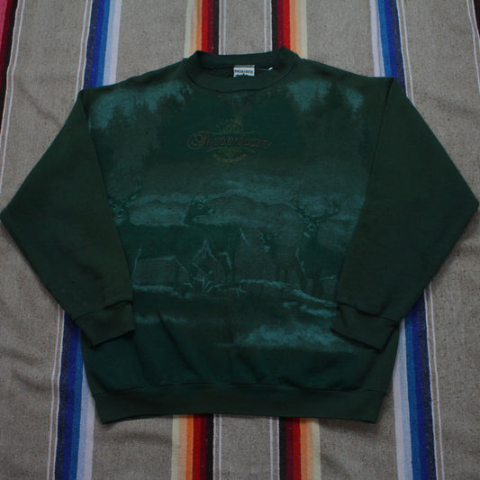1990s Briar Creek AOP Deer Animal Nature Sweatshirt Made in USA Size L