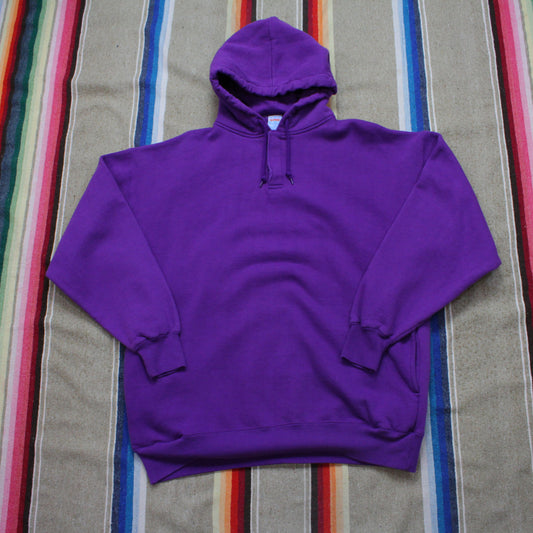 1990s Long X Sportswear Henley Hoodie Sweatshirt Size XL