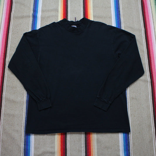 1990s/2000s Blank Black Long Sleeve T-Shirt Size XL