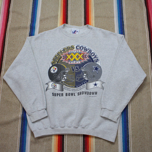 1990s 1996 Logo Athletic Super Bowl XXX 30 Pittsburgh Steelers Dallas Cowboys NFL Football Sweatshirt Made in USA Size xl