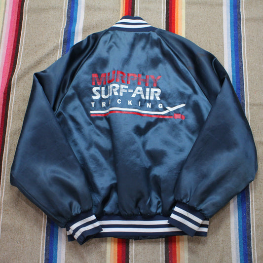 1980s/1990s WestArk Murphy Surf-Air Trucking Satin Bomber Jacket Made in USA Size L