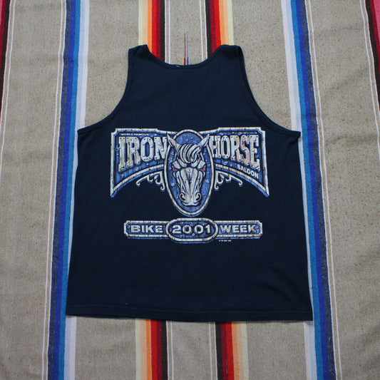 2000s 2001 Y2K Iron Horse Saloon Tank Top T-Shirt Size L