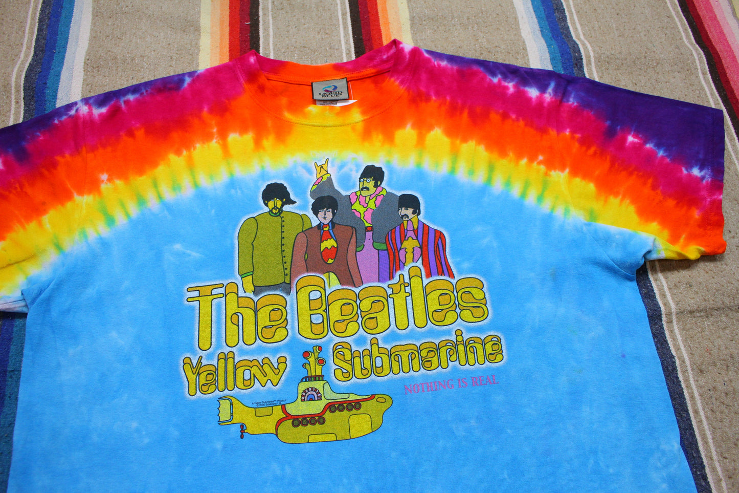 2000s 2005 Liquid Blue The Beatles Yellow Submarine Nothing is Real Tie-Dye T-Shirt Size L