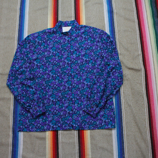 1980s/1990s Pendleton Country Sophisticates Floral Polyester Blouse Made in USA Women's Size XL