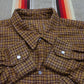 1980s/1990s Brown Plaid Printed Cotton Snaps Shirt Size M