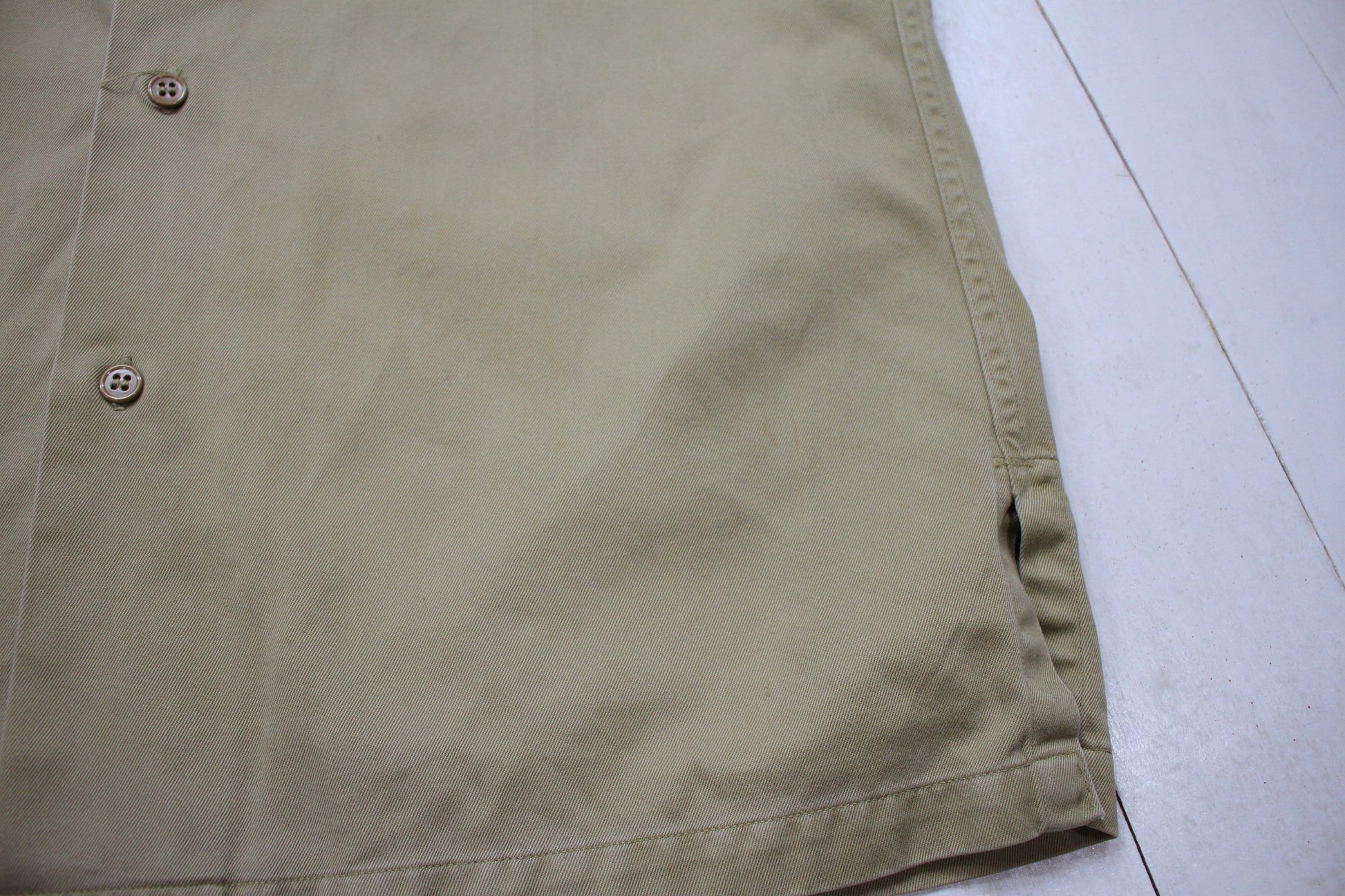 1950s US Military Shortsleeve Twill Khaki Uniform Shirt Size M