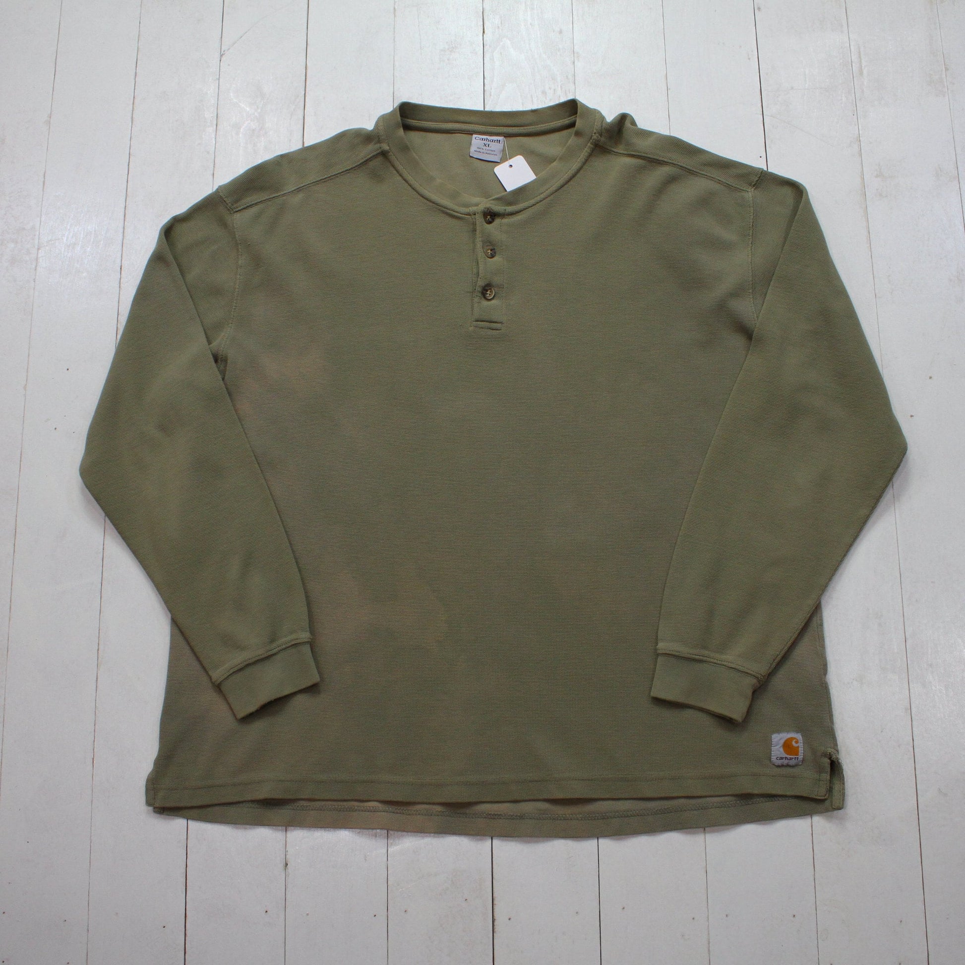 2000s Carhartt Henley Collar Thermal Long Sleeve T-Shirt Size XXL