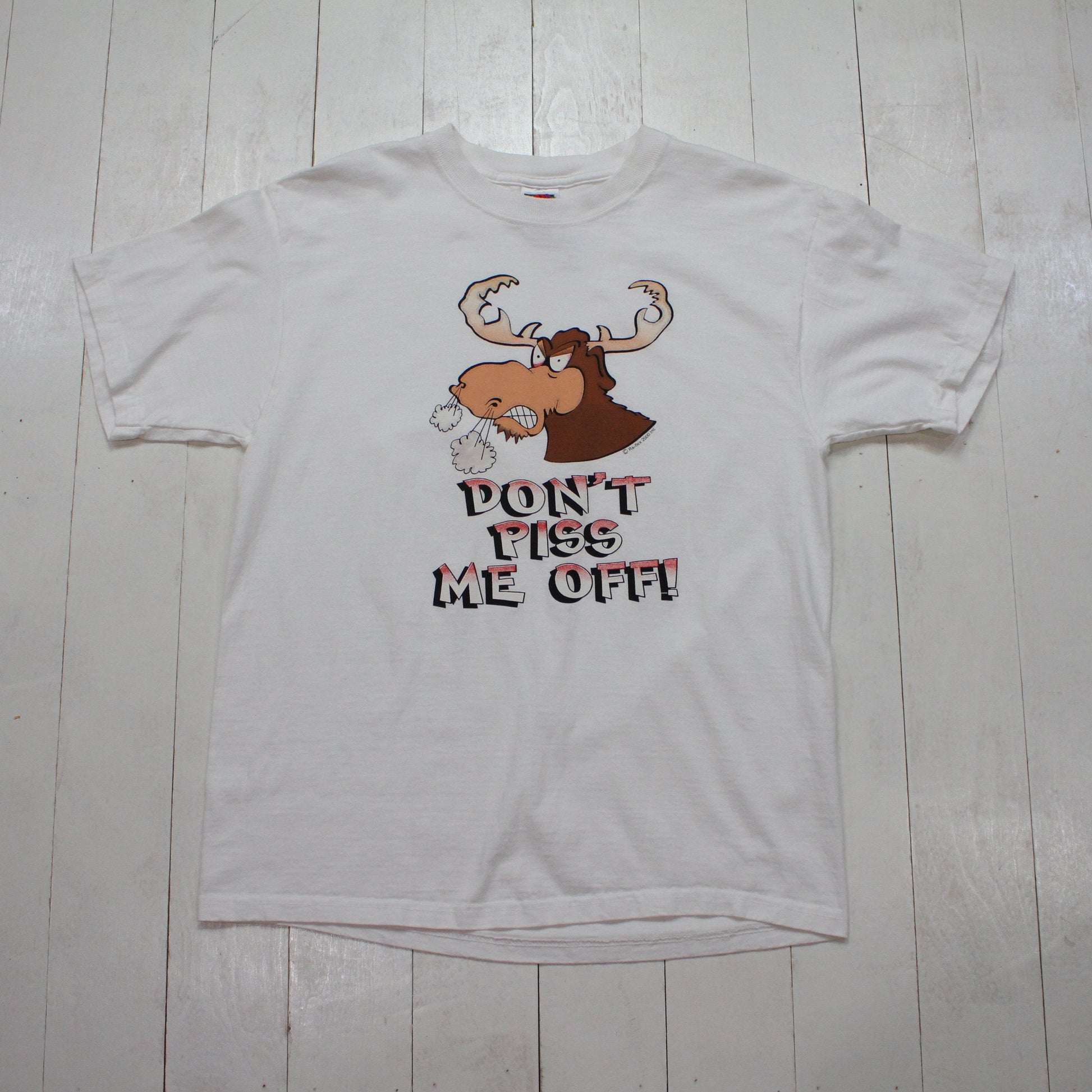 2000s 2000 Y2K Don't Piss Me Off Moose Funny Parody T-Shirt Size M