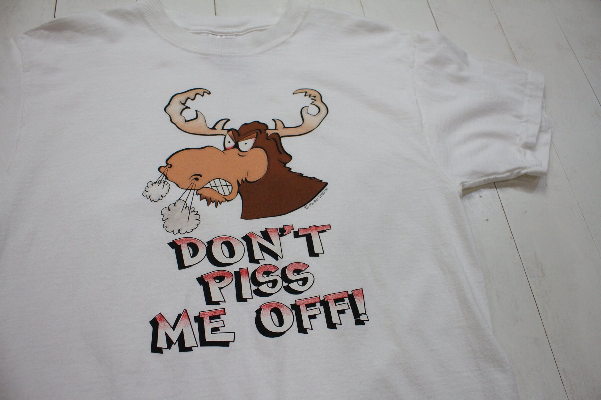2000s 2000 Y2K Don't Piss Me Off Moose Funny Parody T-Shirt Size M