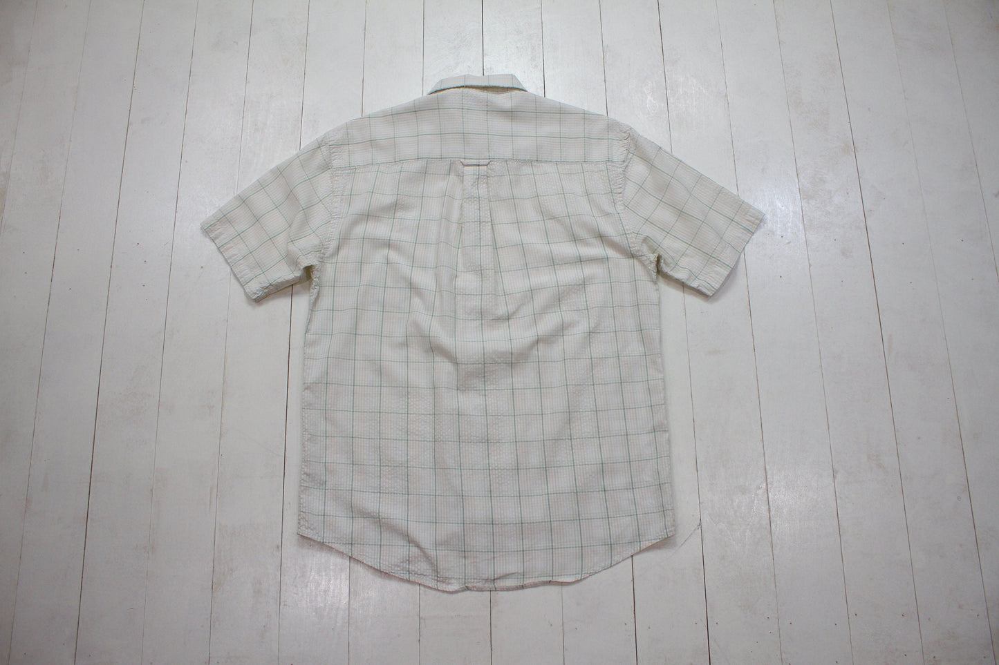 2000s/2010s Arnold Palmer Windowpane Seersucker Button Down Short Sleeve Shirt Size M/L