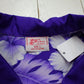 1980s/1990s Kalena Fashions of Hawaii Purple Tropical Hibiscus Print Aloha Polyester Shortsleeve Hawaiian Shirt Made in USA Size XL