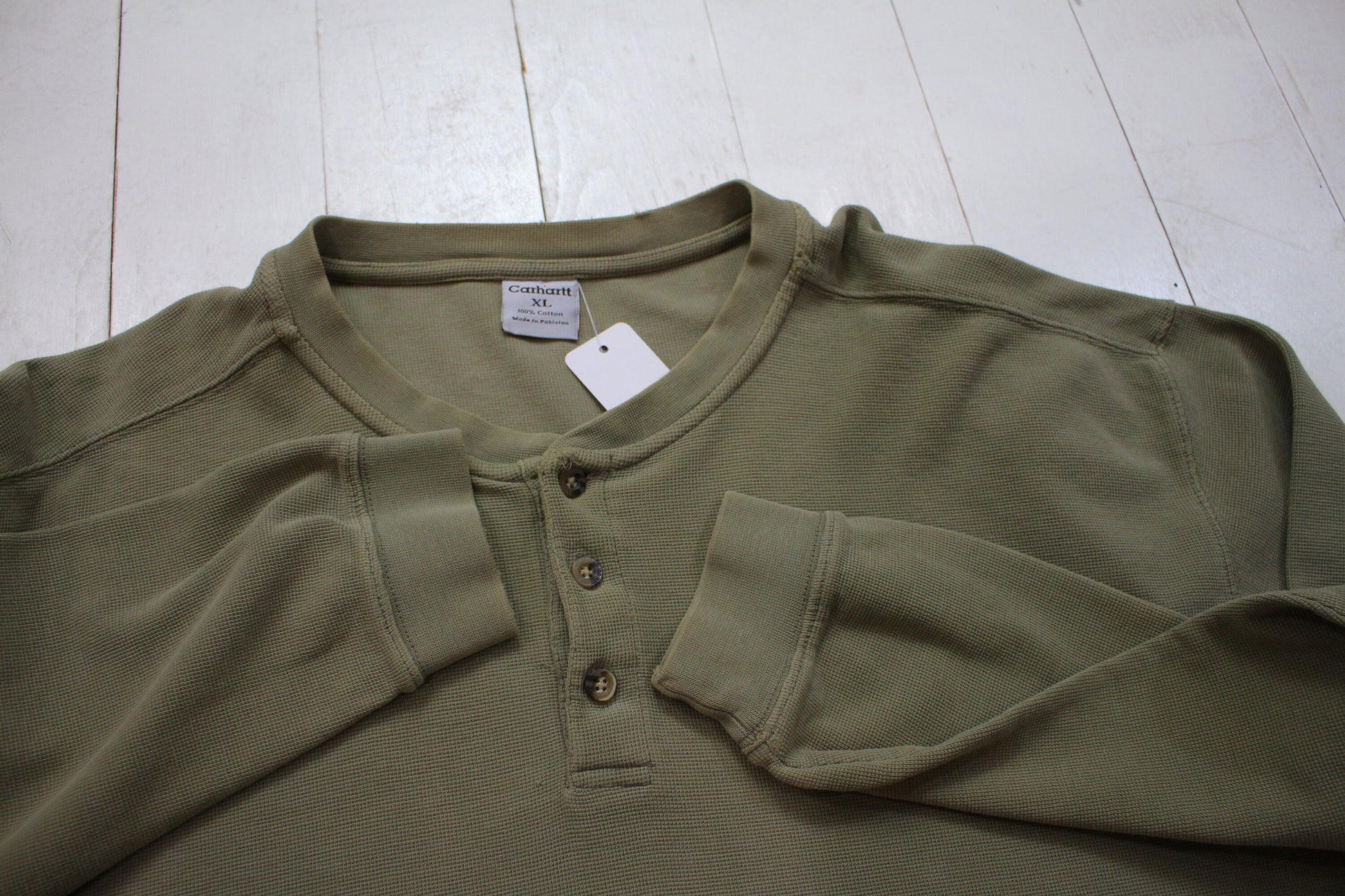 2000s Carhartt Henley Collar Thermal Long Sleeve T-Shirt Size XXL