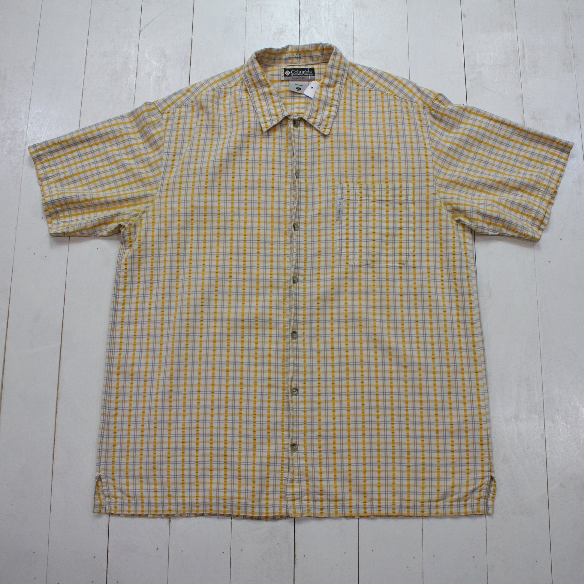 2000s Columbia Sportswear XCO Windowpane Plaid Shortsleeve Shirt Size XL