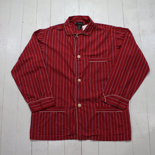 1990s Christian Dior Monsieur Striped Longsleeve Button Up Sleep Shirt Size L/XL