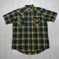 1980s/1990s Ely Cattleman Plaid Snap Closure Short Sleeve Western Shirt Size L/XL