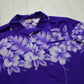 1980s/1990s Kalena Fashions of Hawaii Purple Tropical Hibiscus Print Aloha Polyester Shortsleeve Hawaiian Shirt Made in USA Size XL
