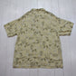 2000s Haggar Tiki Mask Tropical Drink Print Silk Blend Shortsleeve Loop Collar Hawaiian Shirt Size L