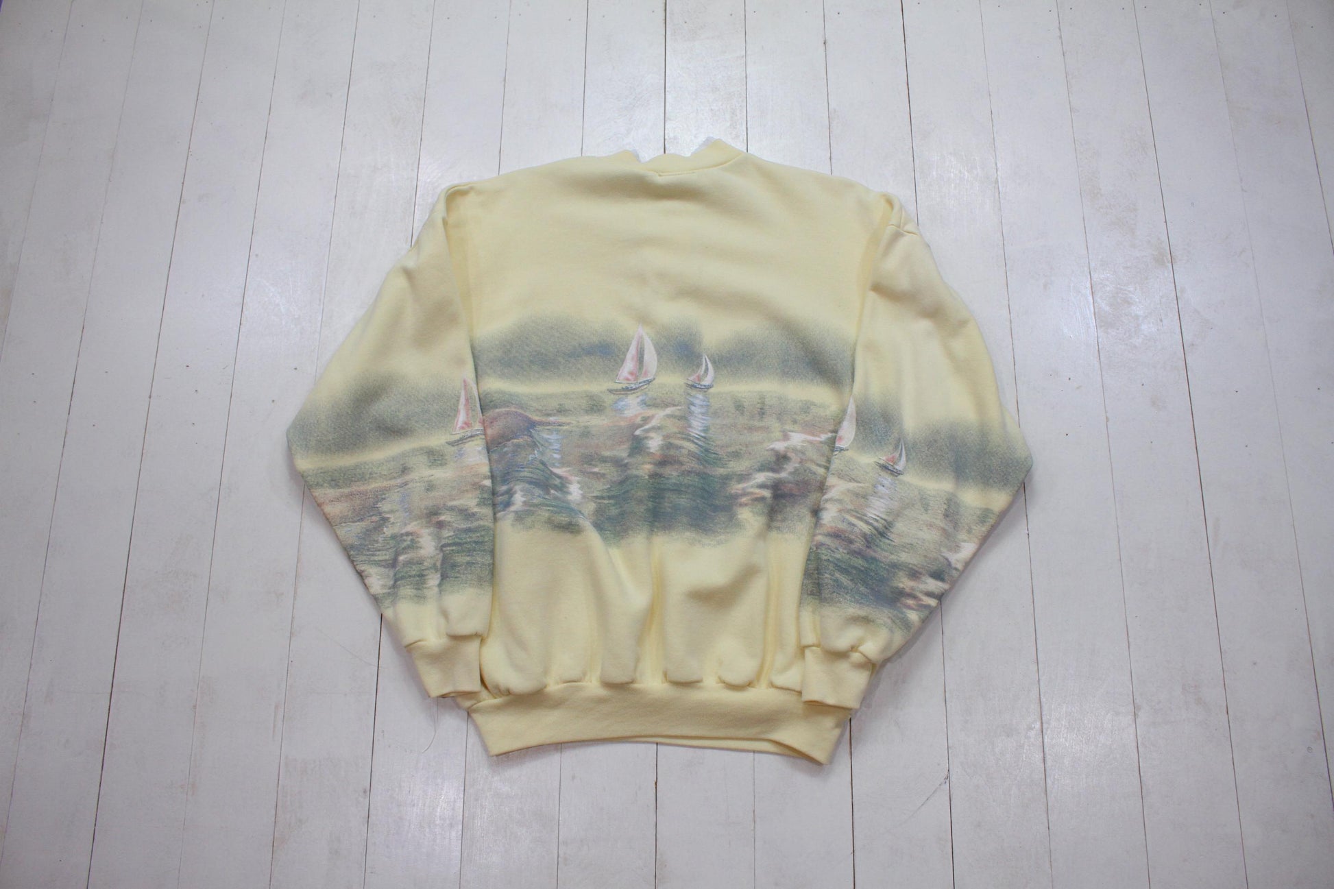 1990s Art Unlimited Beach Wraparound Henley Collar Sweatshirt Made in USA Size XL