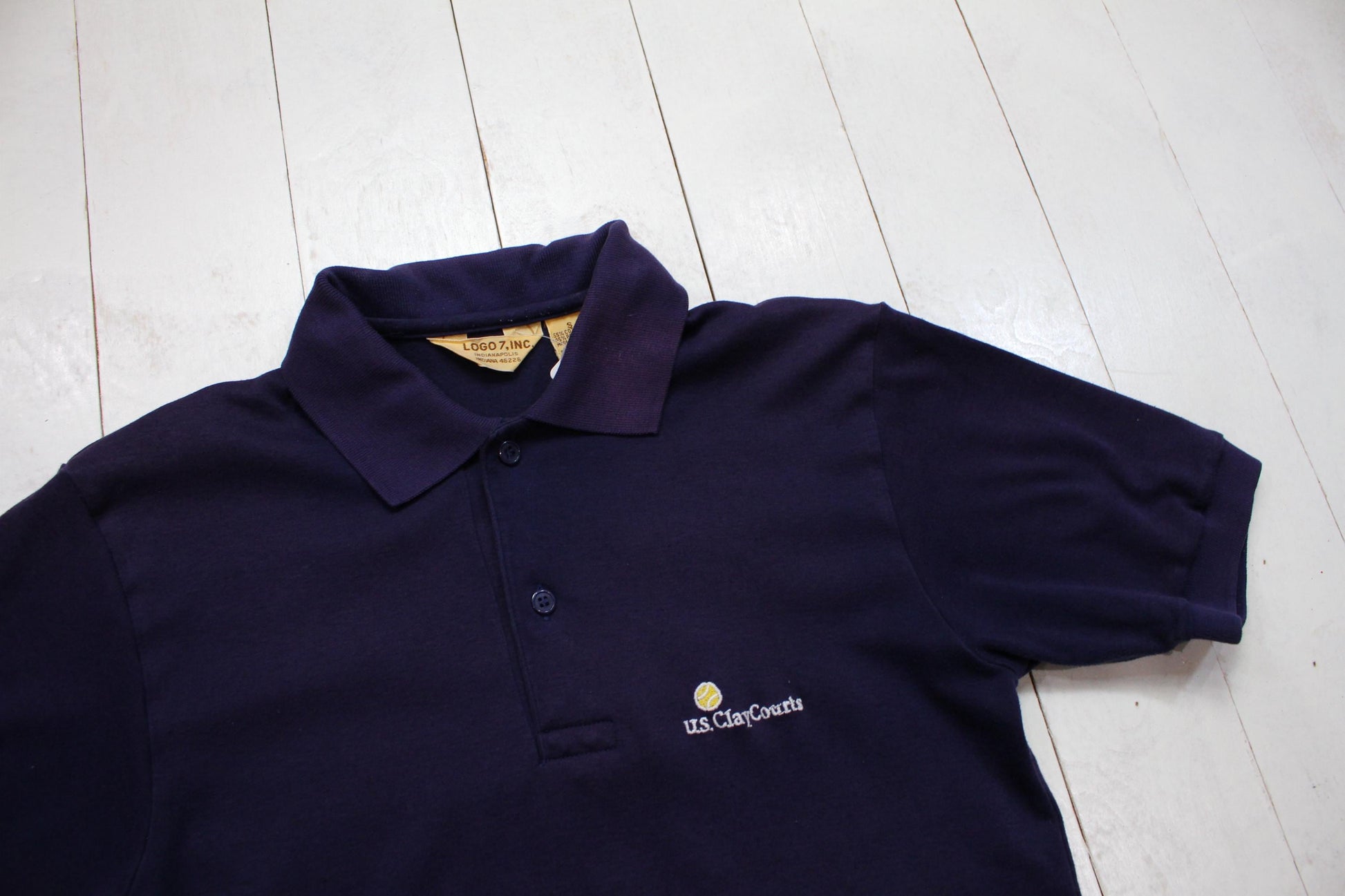 1980s Logo 7 US Clay Courts Tennis Polo Shirt Size XS/S