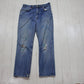 1990s Levi's Orange Tab 619 Blue Denim Jeans Distressed Painter Size 30x28