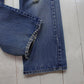 1990s Levi's Orange Tab 619 Blue Denim Jeans Distressed Painter Size 30x28