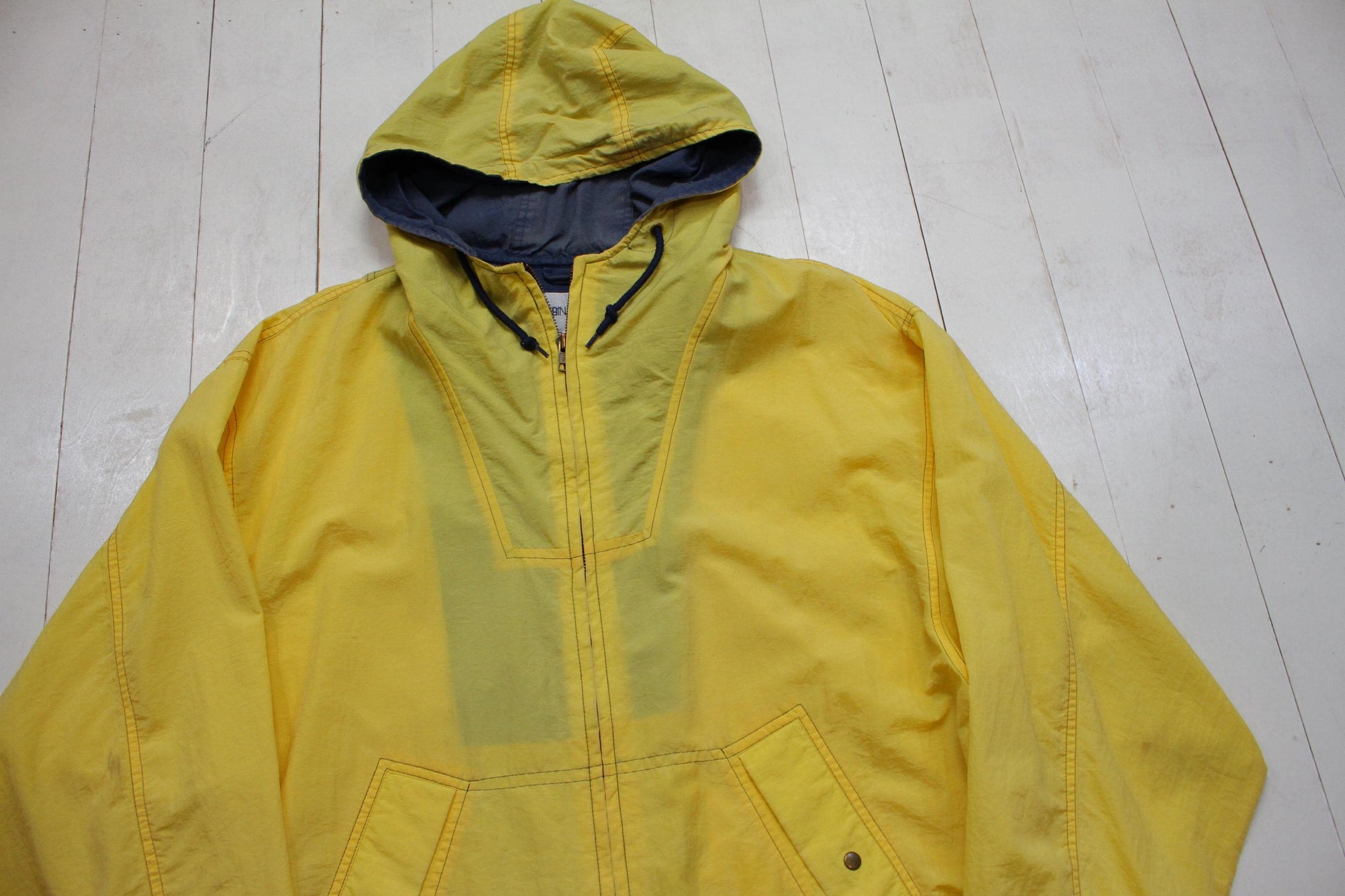 1990s Cabin Creek Yellow Hooded Shell Windbreaker Jacket Size XL