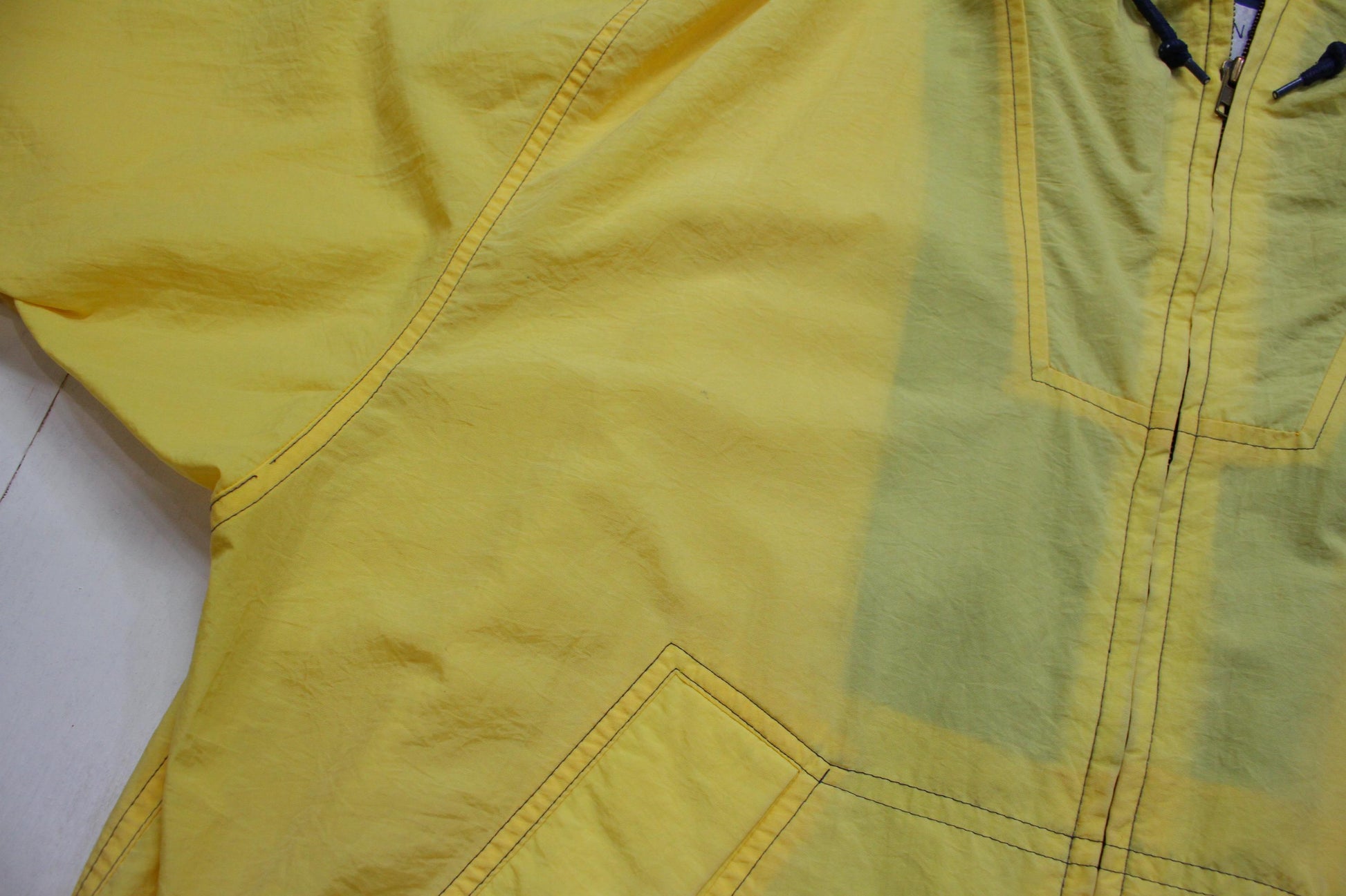 1990s Cabin Creek Yellow Hooded Shell Windbreaker Jacket Size XL