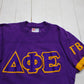 1980s/1990s Delta Phi Epsilon Glick-A-Lick Embroidered Sorority Ringer T-Shirt Made in USA Size XS/S