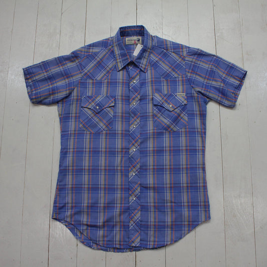 1980s/1990s Roebucks Shortsleeve Pearl Snap Western Shirt Size M