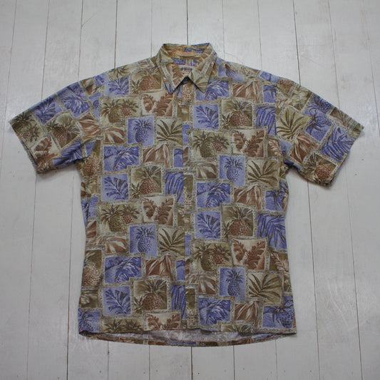1980s/1990s Campia Tropical Pineapple Print Shortsleeve Hawaiian Shirt Size M/L