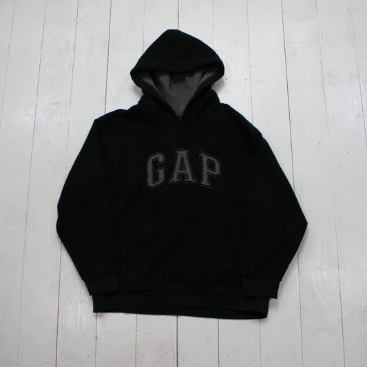 1990s/2000s Y2K Gap Kids Black Fleece Hoodie Sweatshirt Womens Size S/M