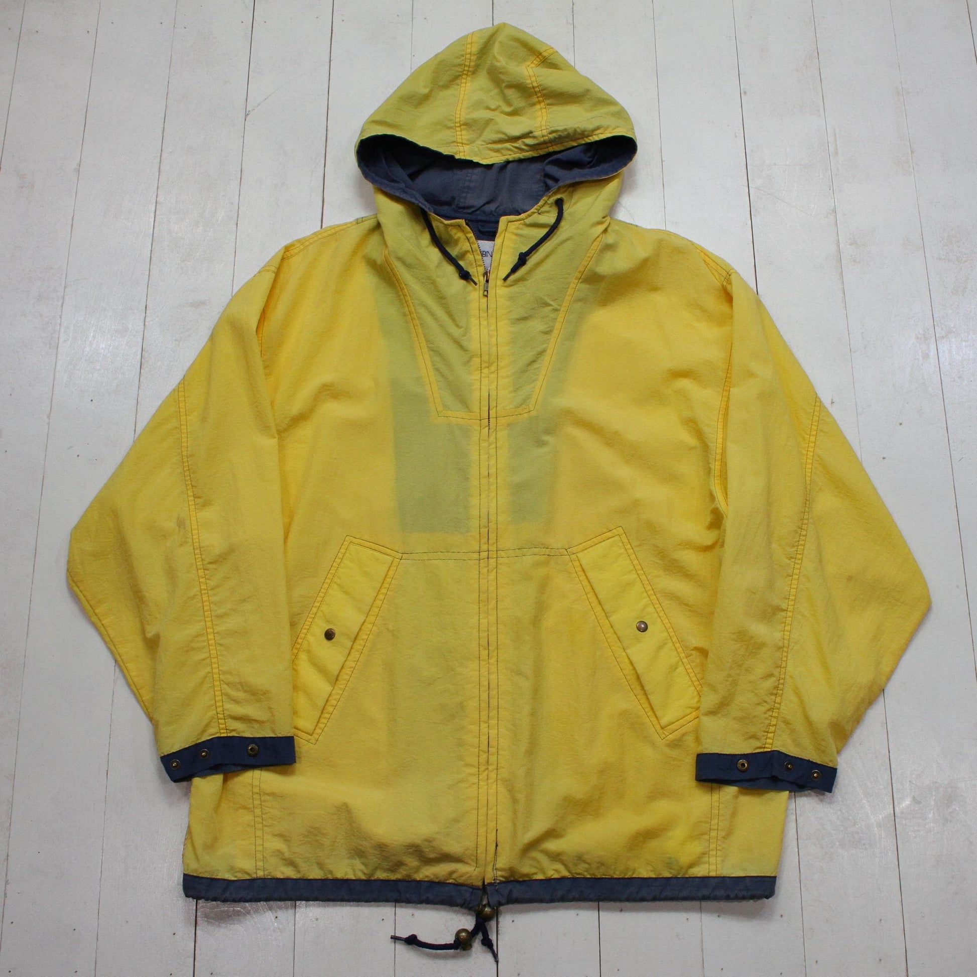 1990s Cabin Creek Yellow Hooded Shell Windbreaker Jacket Size XL