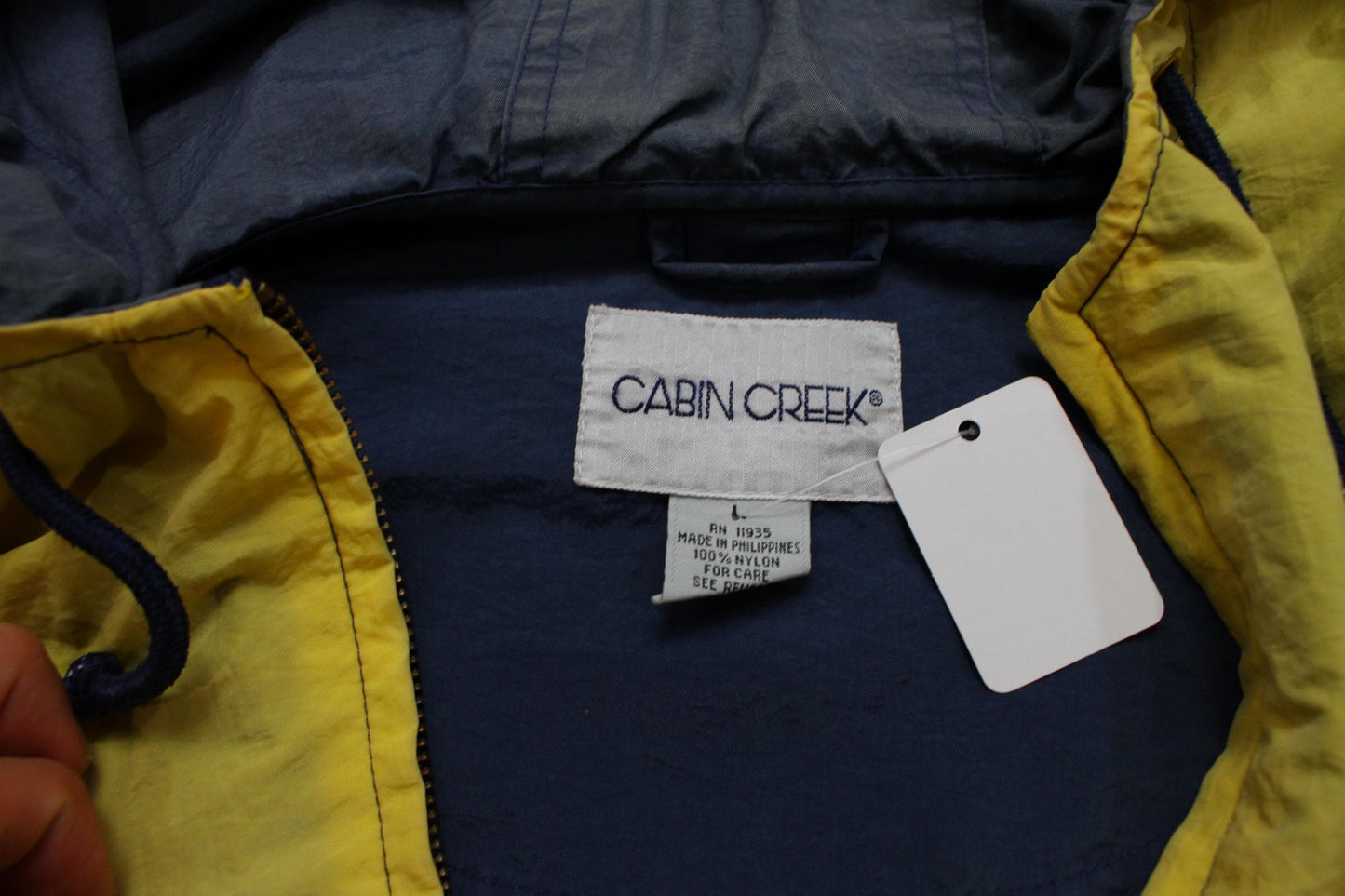 1990s Cabin Creek Yellow Hooded Shell Windbreaker Jacket Size XL